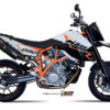 Mivv 2 Bolt-On Suono black con tapa carbono KTM LC8 950 Supermoto R 05-06 / 990 Supermoto R 07-13