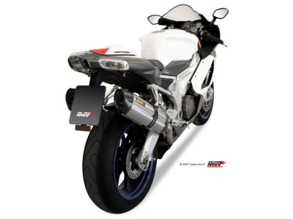 Mivv 2 Slip-On Suono St. Steel con tapa carbono Aprilia RSV 1000 04-08 / Tuono Fighter 1000 06-10 - Imagen 2