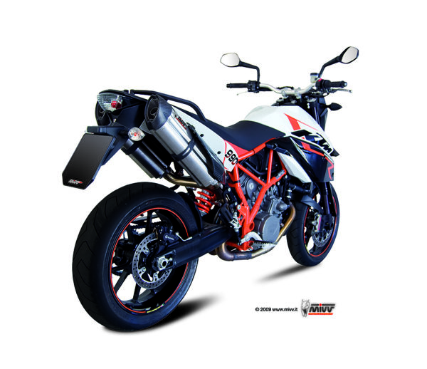 Mivv 2 Bolt-On Suono St. Steel con tapa carbono KTM 950 Supermoto R 05-06 / 990 Supermoto R 07-13 - Imagen 2