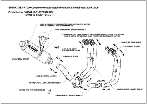 Escapes completos Evolution. No homologado Akrapovic - Suzuki GSXR 1000 - 2005 a 2006