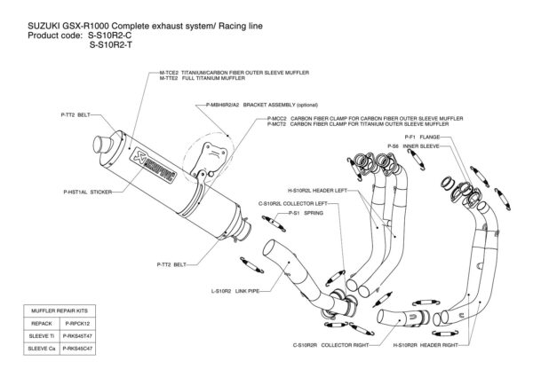 Escapes completos Racing. No homologado Akrapovic - Suzuki GSXR 1000 - 2001 a 2022