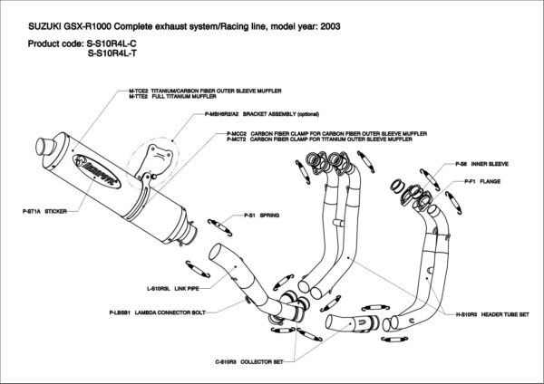 Escapes completos Racing. No homologado Akrapovic - Suzuki GSXR 1000 - 2003 a 2006