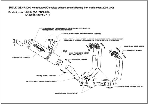 Escapes completos Racing. Homologado Akrapovic - Suzuki GSXR 1000 - 2005 a 2006