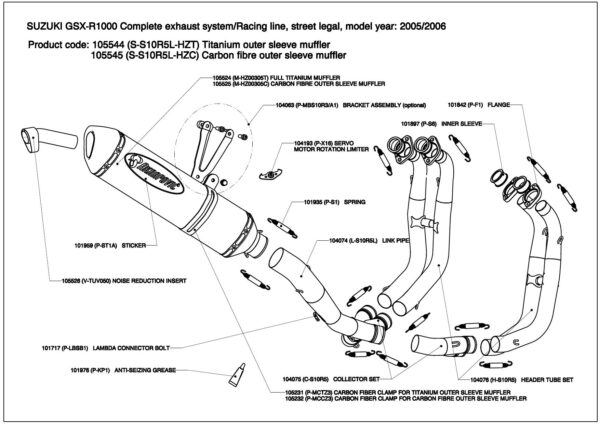 Escapes completos Racing. Homologado Akrapovic - Suzuki GSXR 1000 - 2005 a 2006