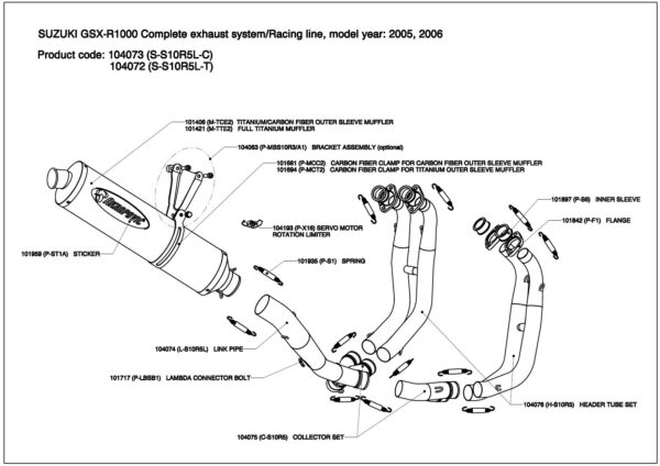 Escapes completos Racing. No homologado Akrapovic - Suzuki GSXR 1000 - 2005 a 2006