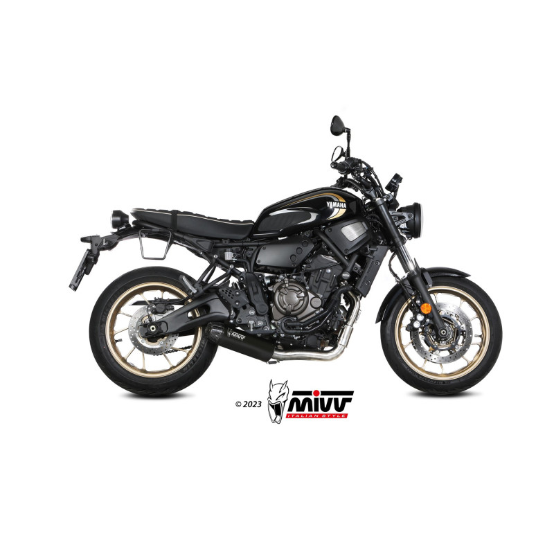 Mivv Full system 2x1 HR-1 Black con tapa en carbono larga YAMAHA XSR 700 2021-24